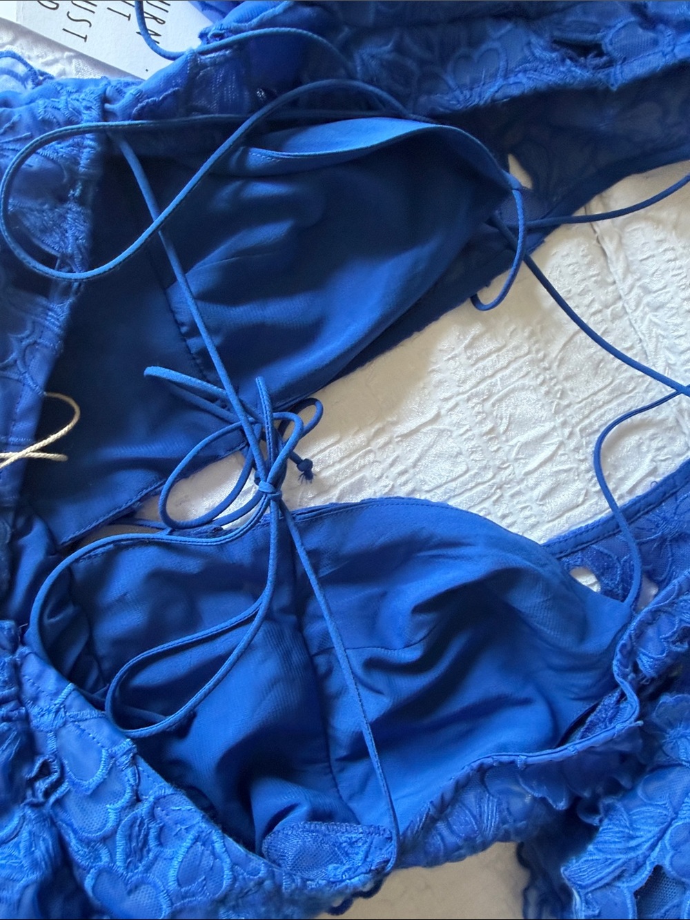 Brand new w tags For Love & Lemons Serena Blue Mini dress Small - Picture 9 of 10